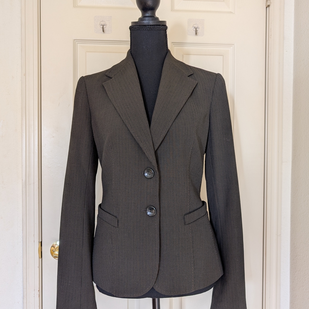 NWOT. The Limited Rayon Blended Fully Lined Brown Blazer with Stripes Design.